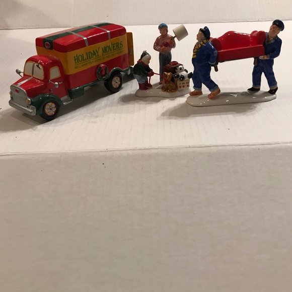 Set Of 3 Department 56 Christmas Snow Village “Moving Day”Hand Painted F… - Picture 1 of 8